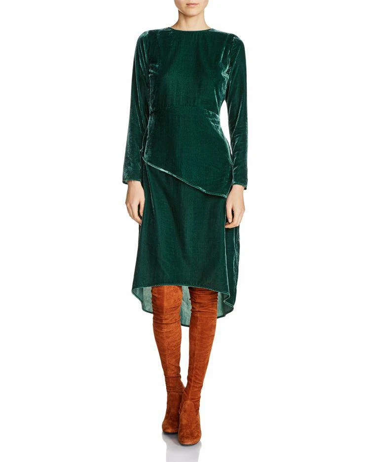 商品Maje|Remanio Waist-Overlay Velvet Midi Dress,价格¥1777,第1张图片