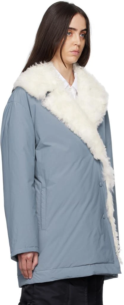 商品Yves Salomon|SSENSE Exclusive Blue Single-Breasted Shearling Down Coat,价格¥9349,第2张图片详细描述
