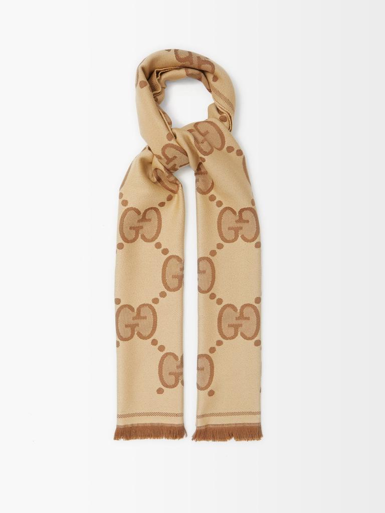 商品Gucci|GG logo-jacquard wool-blend scarf,价格¥2851,第1张图片