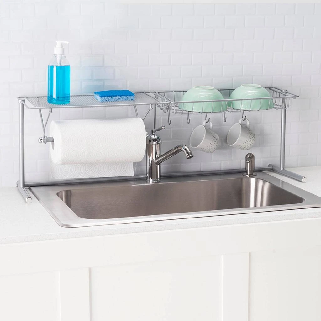 商品Home Basics|Home Basics Over the Sink Counter Kitchen Station, Chrome,价格¥234,第2张图片详细描述