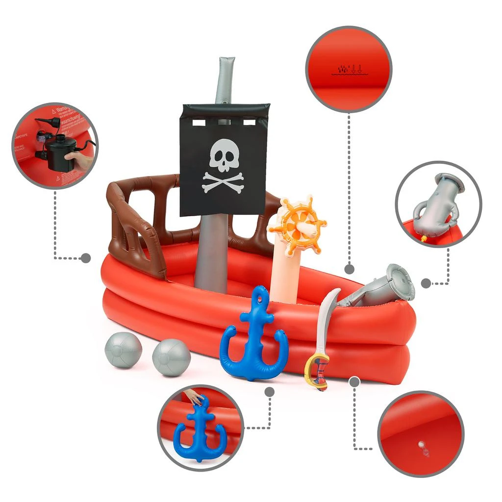 商品Teamson|Kids Water Pool Pirate Ship Inflatable Kids Sprinkler,价格¥954,第4张图片详细描述