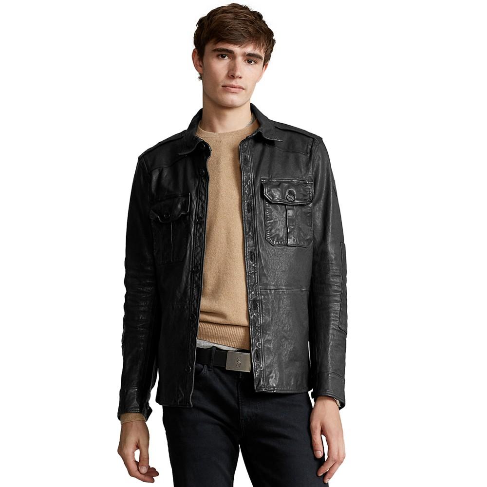 Men's Leather Shirt Jacket商品第1张图片规格展示