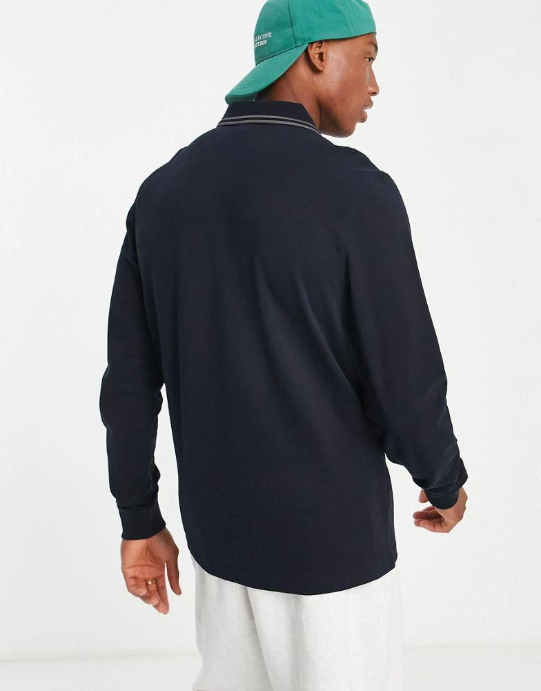 商品Fred Perry|Fred Perry twin tipped long sleeve polo shirt in navy,价格¥536,第3张图片详细描述