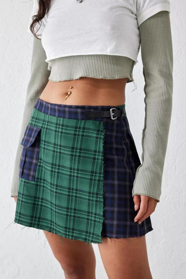 商品Urban Outfitters|UO Spliced Contrast Plaid Pocket Skirt,价格¥390,第4张图片详细描述