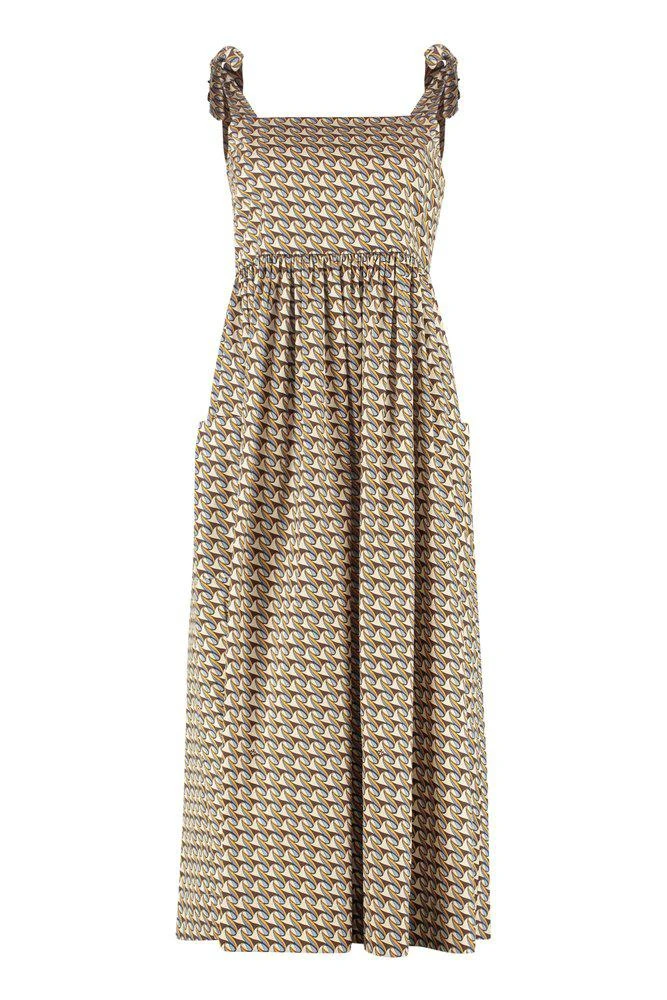 商品Tory Burch|Tory Burch Wave-Printed Strapped Midi Dress,价格¥2061,第1张图片