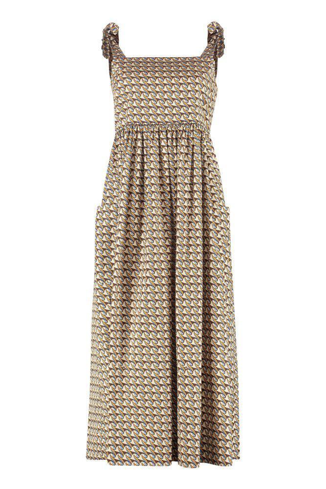 商品Tory Burch|Tory Burch Wave-Printed Strapped Midi Dress,价格¥2141,第1张图片