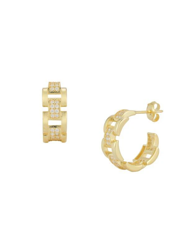 商品Sphera Milano|14K Goldplated Sterling Silver & Cubic Zirconia Hoop Earrings,价格¥331,第1张图片