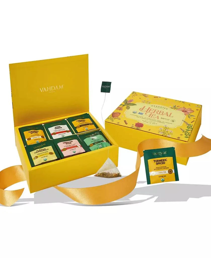 商品Vahdam Teas|Herbal Tea Variety Sampler Gift Set, 60 Long Leaf Pyramid Tea Bags,价格¥262,第2张图片详细描述