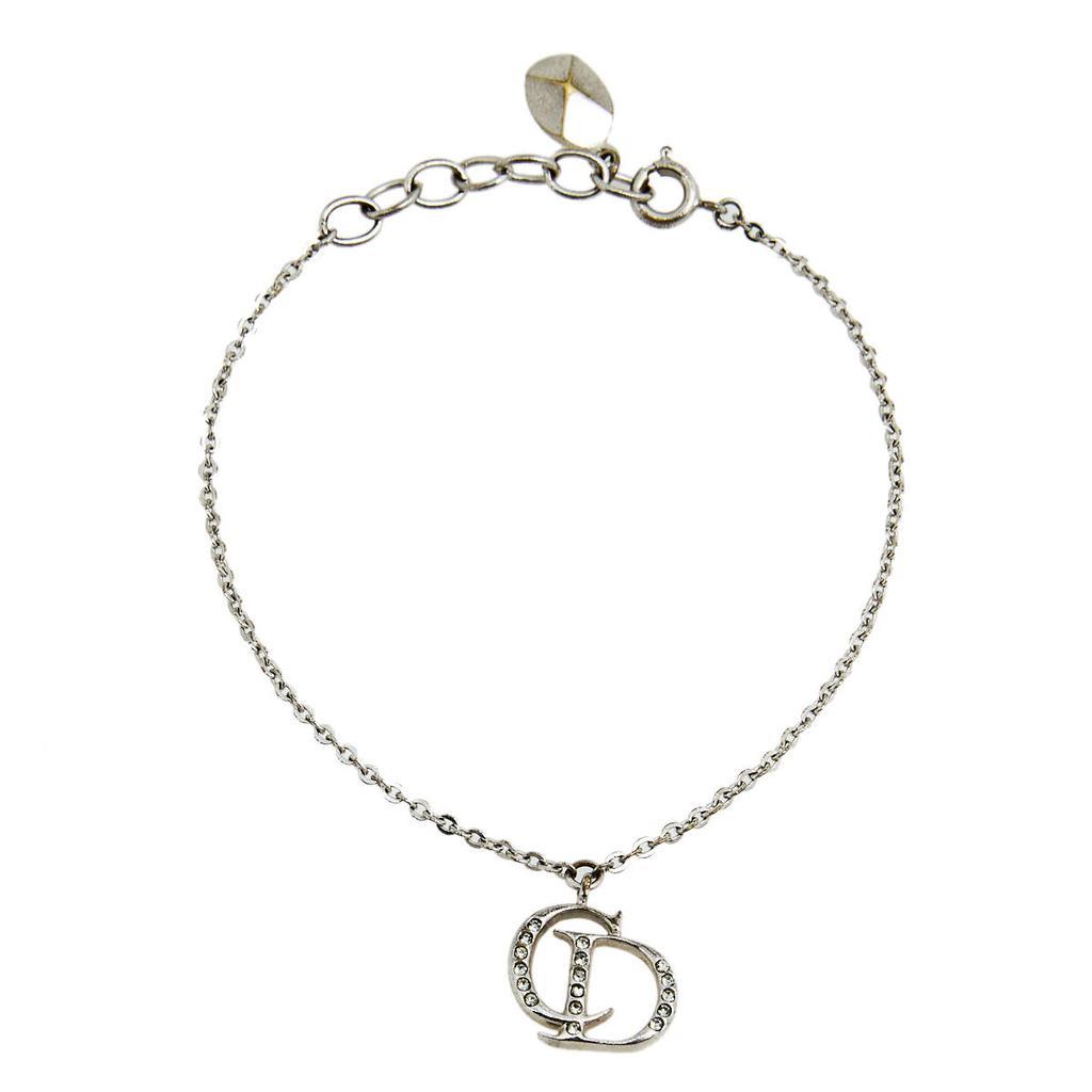 商品[二手商品] Dior|Dior CD Crystal Silver Tone Charm Bracelet,价格¥1524,第4张图片详细描述