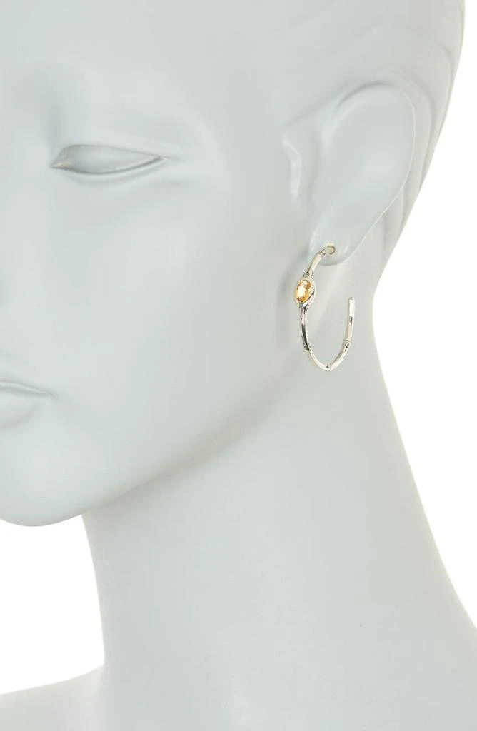 商品John Hardy|Batu Sterling Silver Bamboo Textured Honey Citrine Hoop Earrings,价格¥1845,第2张图片详细描述