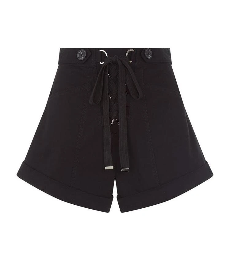商品Self Portrait|Tie Front Canvas Shorts,价格¥2241,第1张图片