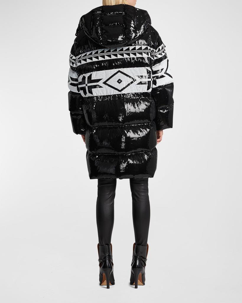 Fair Isle Sequin Embellished Puffer Coat商品第4张图片规格展示