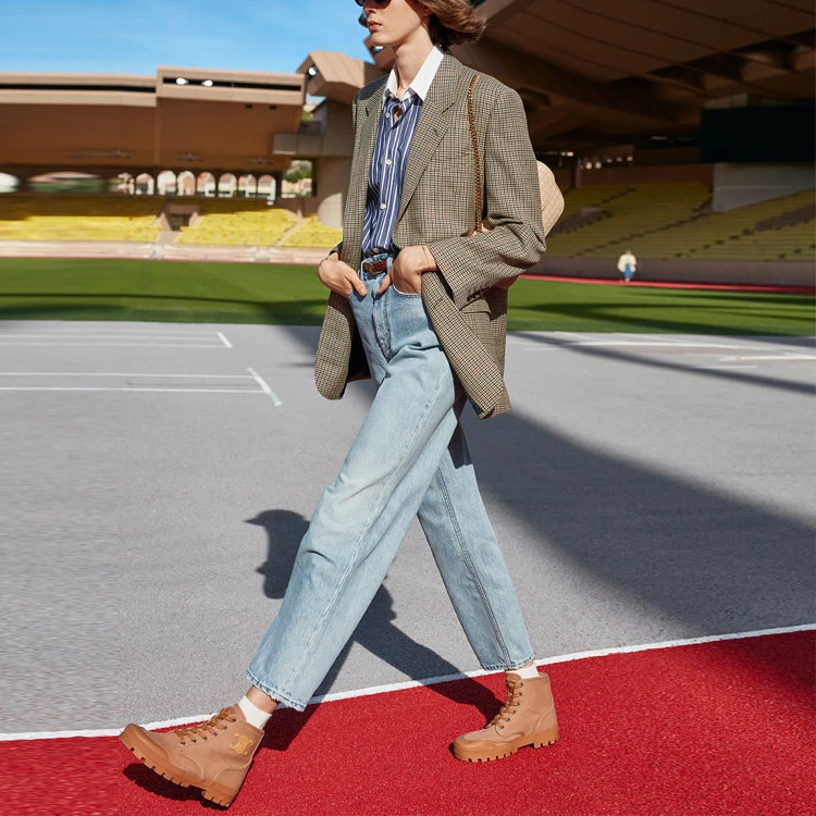 商品[国内直发] Celine|SS21 Tournon 千鸟格纹西装夹克 女款 拼色,价格¥9326,第5张图片详细描述