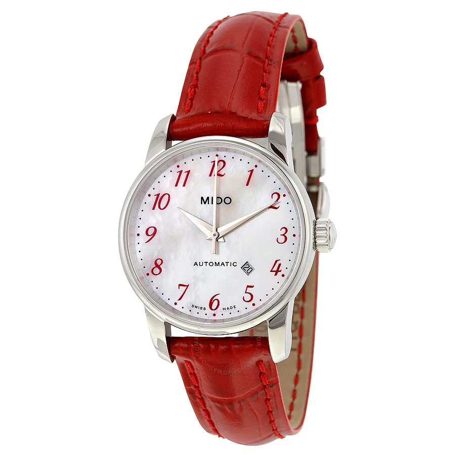 商品MIDO|Baroncelli Automatic Mother of Pearl Dial Red Leather Ladies Watch M76004397,价格¥2079,第1张图片