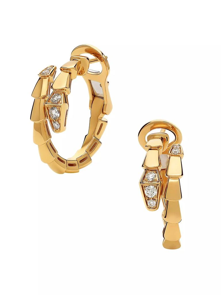 商品BVLGARI|Serpenti Viper 18K Yellow Gold & 0.18 TCW Diamond Hoop Earrings,价格¥37495,第1张图片