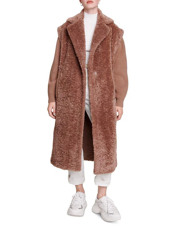 商品Maje|Galier Mixed Media Teddy Coat,价格¥2841,第1张图片详细描述