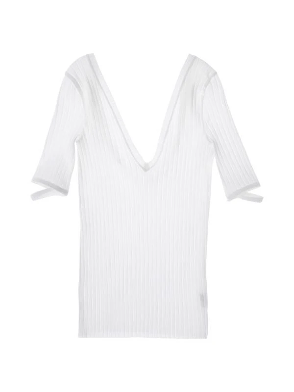 商品Helmut Lang|Ribbed V-Neck Top,价格¥375,第3张图片详细描述