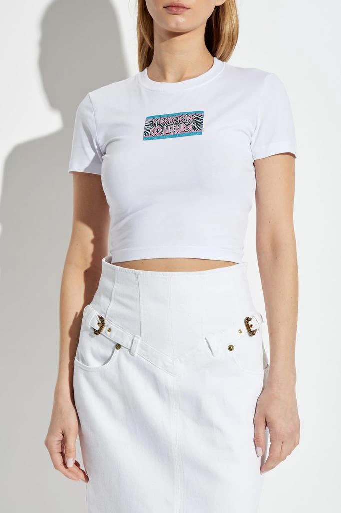 商品Versace|Versace Jeans Couture Graphic Logo Crop Top,价格¥666,第3张图片详细描述