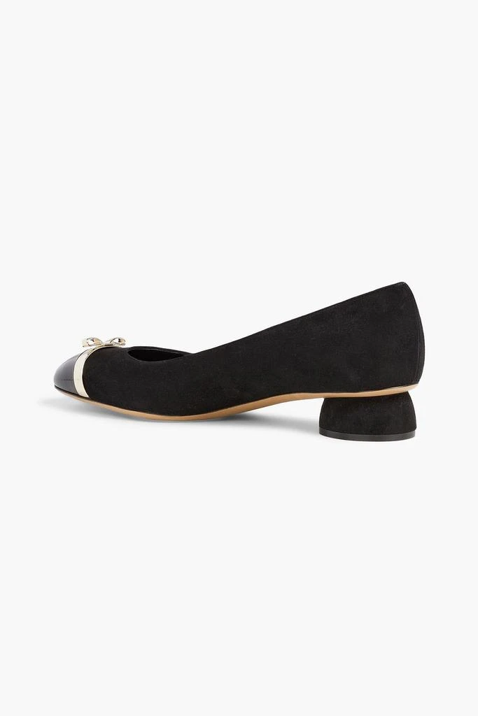 商品Salvatore Ferragamo|Vulci bow-embellished patent leather and suede ballet flats,价格¥3260,第3张图片详细描述