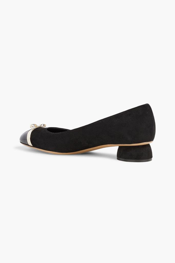 商品Salvatore Ferragamo|Vulci bow-embellished patent leather and suede ballet flats,价格¥3205,第5张图片详细描述