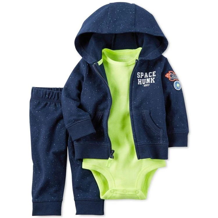 商品Carter's|3-Pc. Space Hunk Hoodie, Bodysuit & Pants Set, Baby Boys (0-24 months),价格¥73,第2张图片详细描述