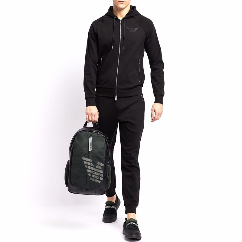 商品Emporio Armani|EMPORIO ARMANI 男士黑色徽标拉链夹克 3G1M91-1JSQZ-0999,价格¥1615,第1张图片