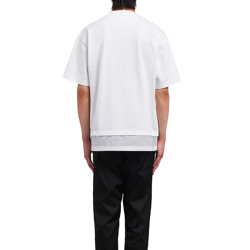 商品Prada|【预售3-7天】普拉达  男士白色棉质再生尼龙束绳嵌饰短袖Polo衫UJN742_1YYA_F0N40_S_202,价格¥6265,第6张图片��详细描述