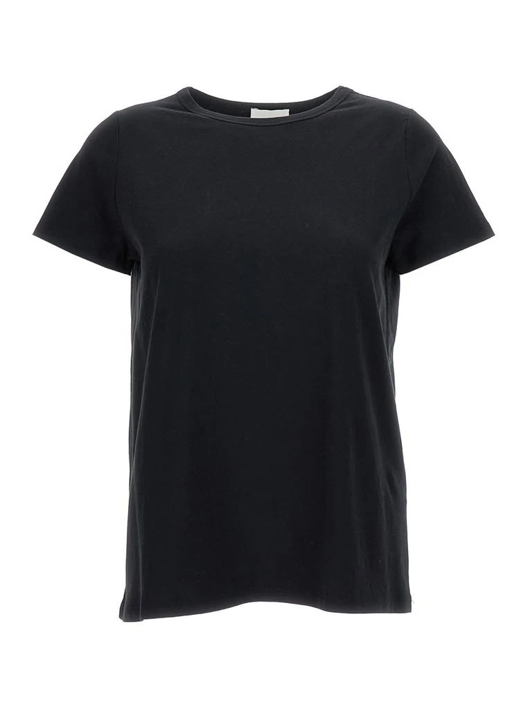 商品Allude|Black Crewneck T-shirt In Cotton Woman,价格¥825,第1张图片