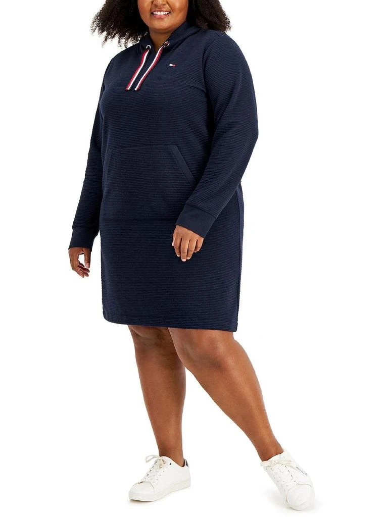 商品Tommy Hilfiger|Plus Womens Ribbed Hooded Sweatshirt Dress,价格¥225,第2张图片详细描述