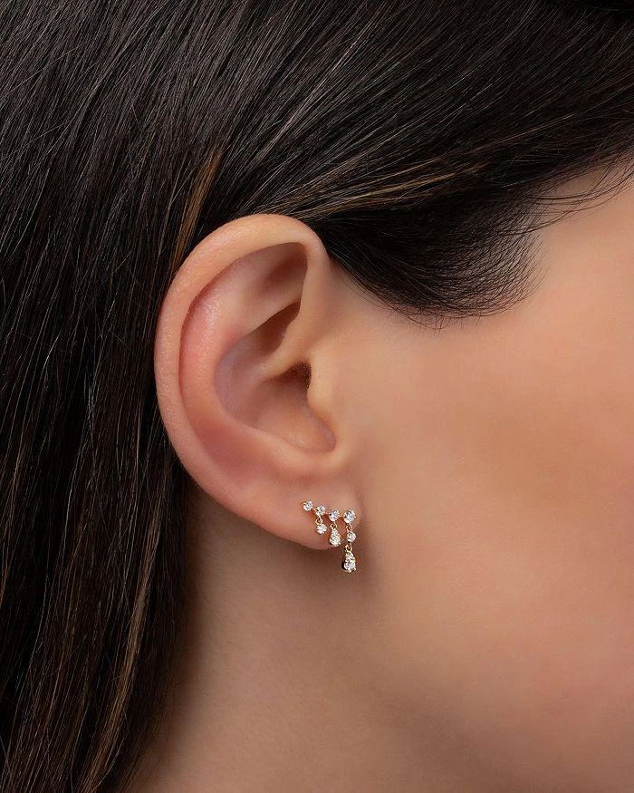 商品Zoe Lev|14K Gold Diamond Drop Climber Earrings,价格¥7090,第4张图片详细描述