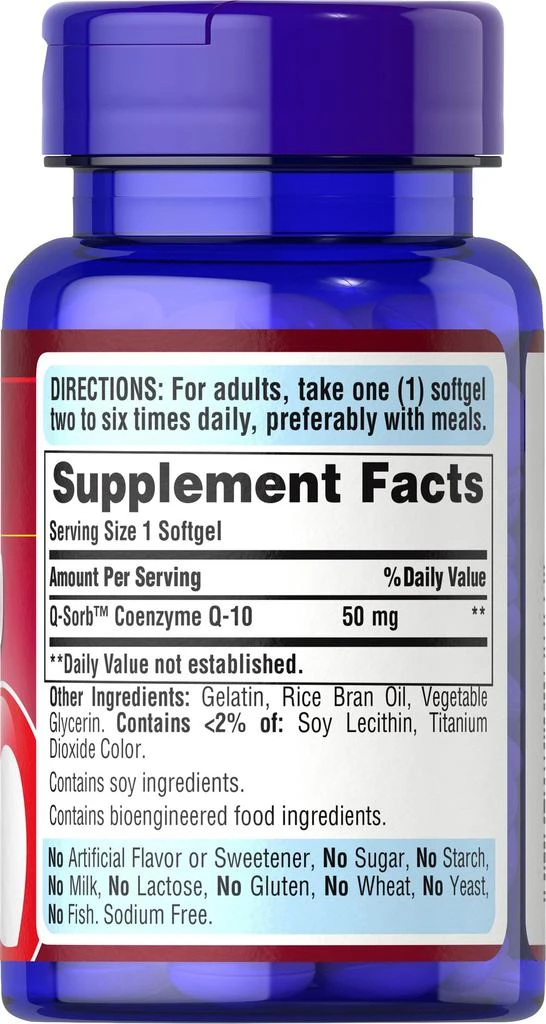 商品Puritan's Pride|辅酶Q10胶囊速效版 心脏保健 60mg 100粒/瓶,价格¥220-¥439,第3张图片详细描述