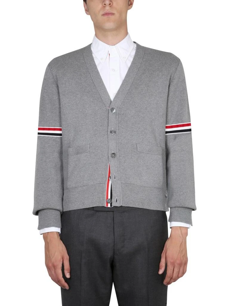 商品Thom Browne|Thom Browne 4-Bar Stripe V-Neck Cardigan,价格¥7975,第3张图片详细描述