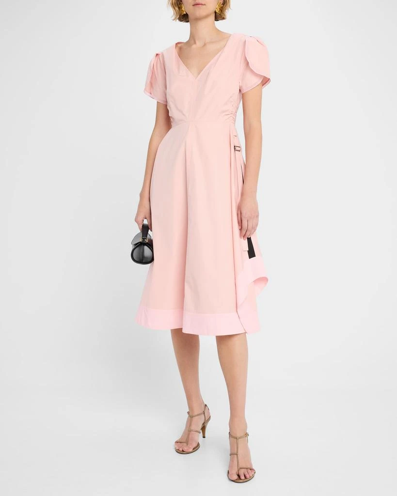 商品3.1 Phillip Lim|V-Neck Tulip-Sleeve Midi Dress,价格¥5352,第2张图片详细描述
