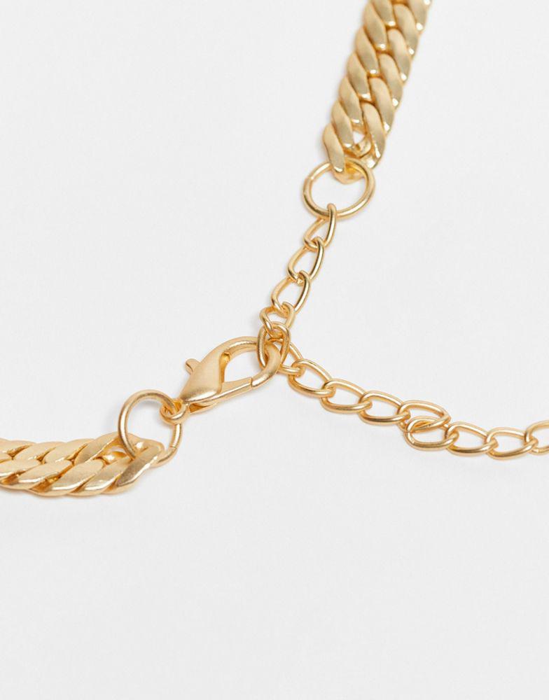 Reclaimed Vintage inspired oversized flower choker necklace in matte gold商品第4张图片规格展示
