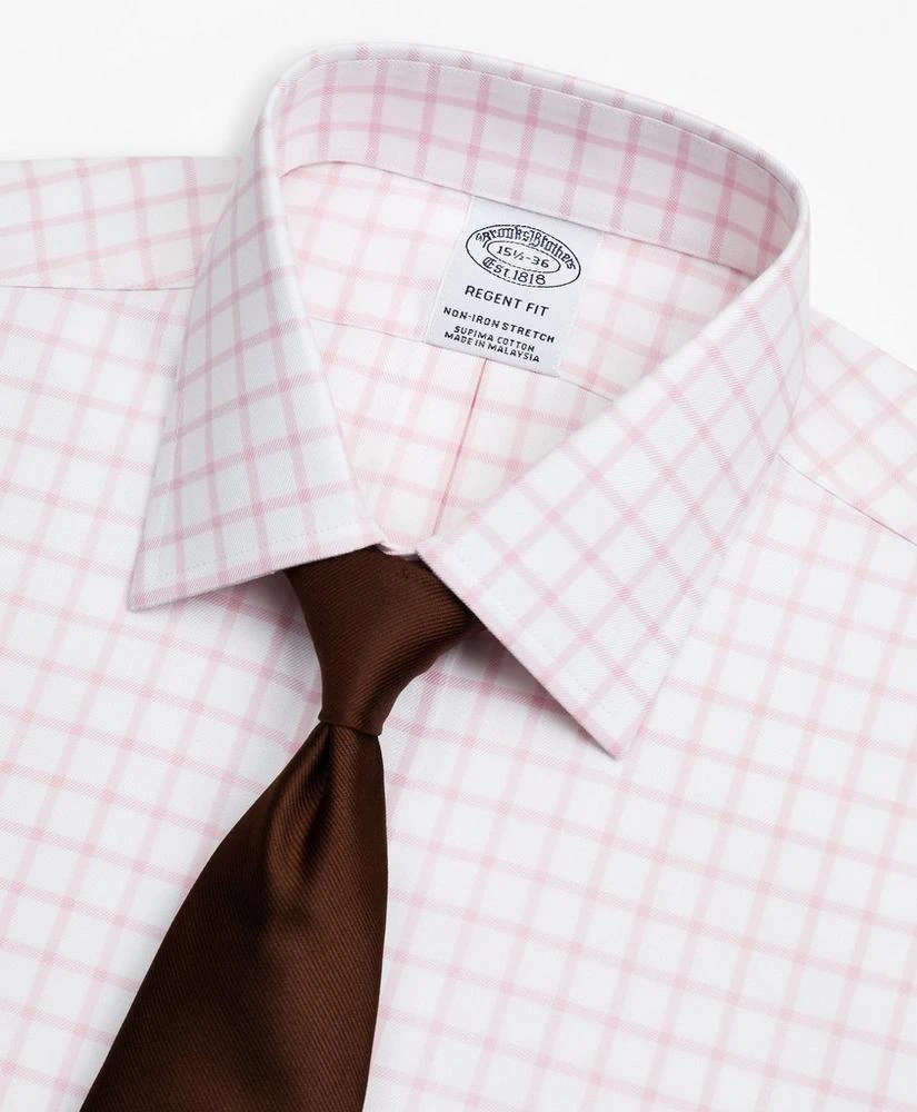 商品Brooks Brothers|Stretch Regent Regular-Fit Dress Shirt, Non-Iron Twill Ainsley Collar Grid Check,价格¥412,第2张图片详细描述