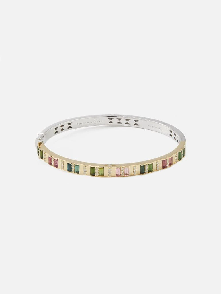 商品THREE STORIES JEWELRY|Classic Two-Toned Baguette Emerald Column Bangle,价格¥34251,第1张图片