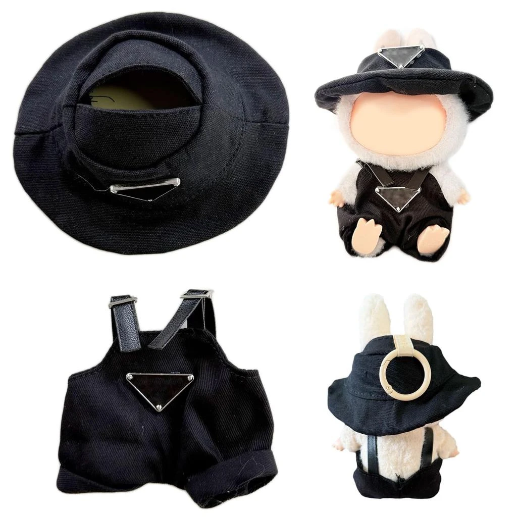 商品Generic|Clothes for Labubu(NO Doll) - Hat & Overalls Set for Labubu Clothes 15cm/17cm Doll Accessories Suit for Dress Up, Play & Collector Display (Black),价格¥158,第1张图片