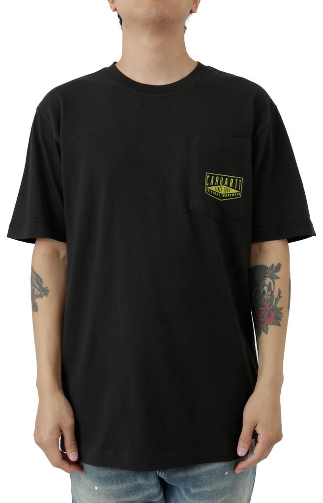 (105176) Loose Fit Heavyweight Short Sleeve Workwear Graphic T-Shirt - Black商品第2张图片规格展示
