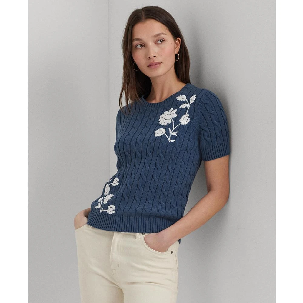 商品Ralph Lauren|Women's Embroidered Cable-Knit Sweater,价格¥741,第1张图片