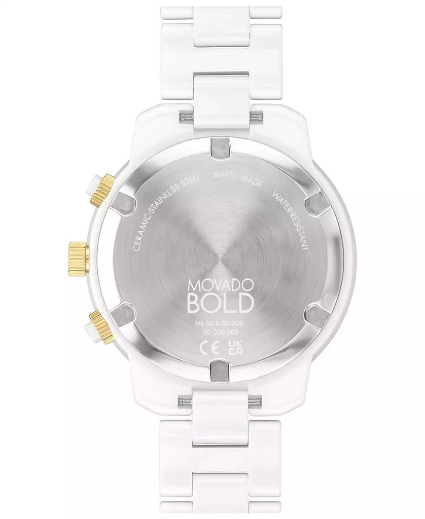 商品Movado|Women's Bold Verso Swiss Quartz Chronograph White Ceramic Bracelet Watch 39mm,价格¥5978,第3张图片详细描述