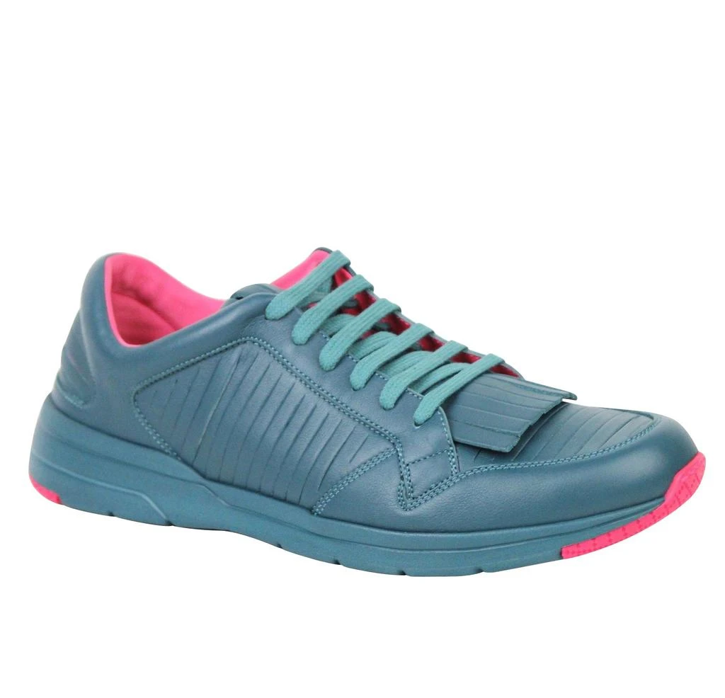 商品Gucci|Gucci Men's Fringe Teal / Pink Contrast Leather Sneakers 368482 4418,价格¥4028,第1张图片