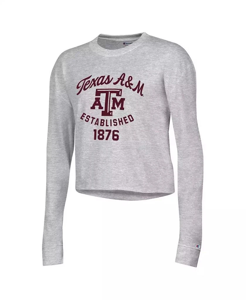 商品CHAMPION|Women's Gray Texas A&M Aggies Boyfriend Cropped Long Sleeve T-shirt,价格¥270,第3张图片详细描述