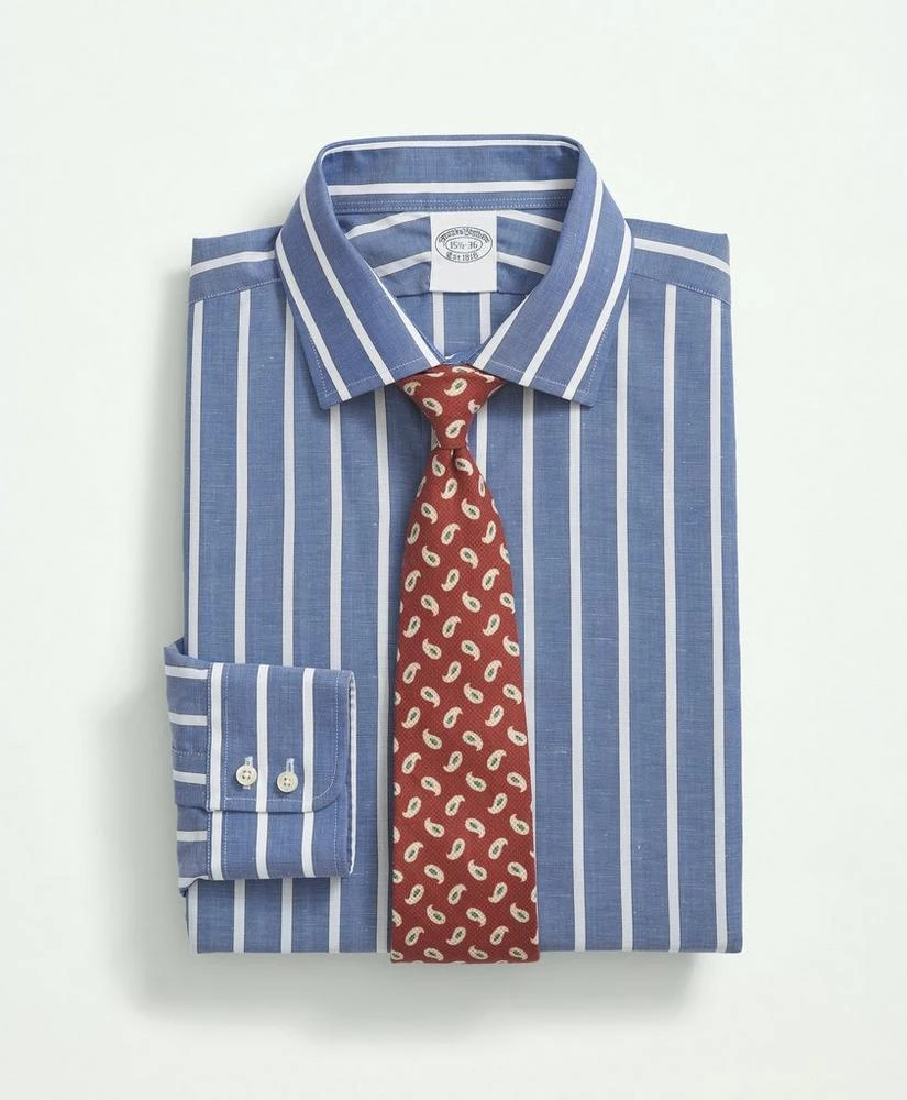 商品Brooks Brothers|Brooks Brothers X Thomas Mason® Cotton-Linen English Spread Collar, Stripe Dress Shirt,价格¥785,第1张图片
