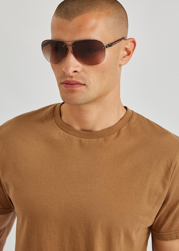 Brown aviator-style sunglasses商品第5张图片规格展示