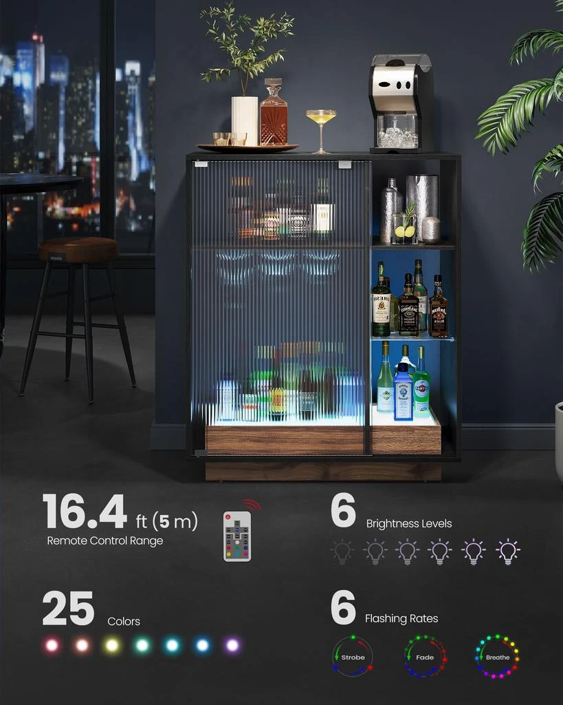 商品BreeBe|LED Sideboard Cabinet with Wine Storage,价格¥1745,第2张图片详细描述