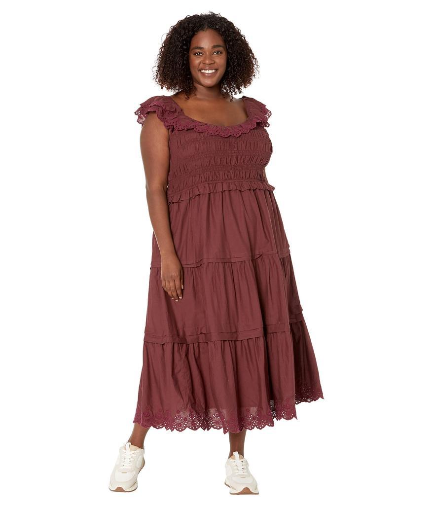 商品Madewell|Plus Lucie Embroidered Cotton Midi Dress,价格¥609,第1张图片