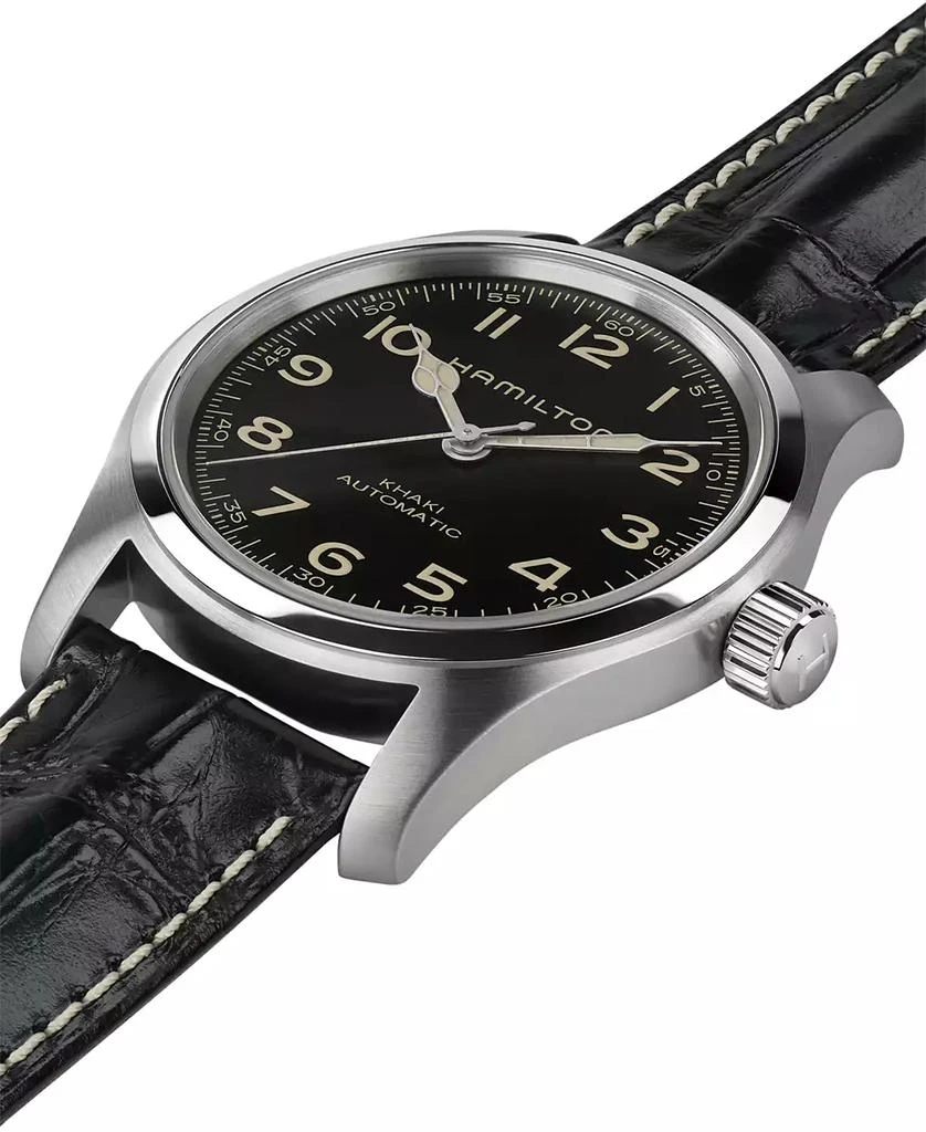 商品Hamilton|Men’s Swiss Automatic Khaki Field Murph Black Leather Strap Watch 42mm,价格¥7447,第2张图片详细描述