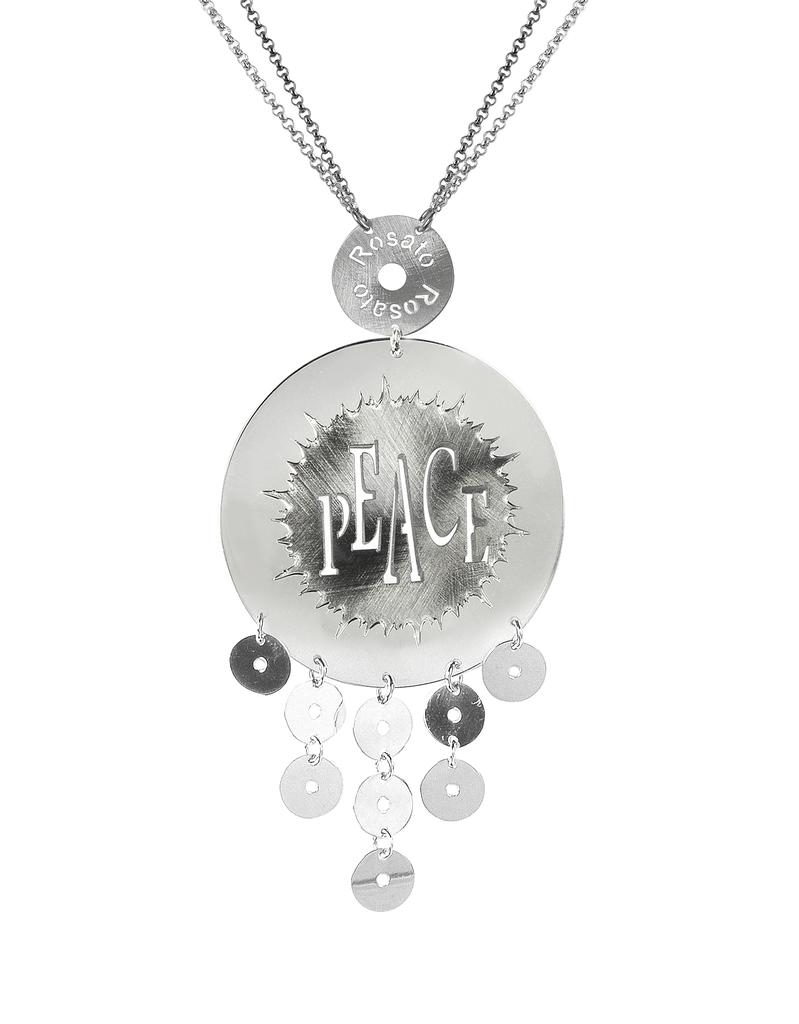Sterling Silver Peace Charm Necklace商品第1张图片规格展示