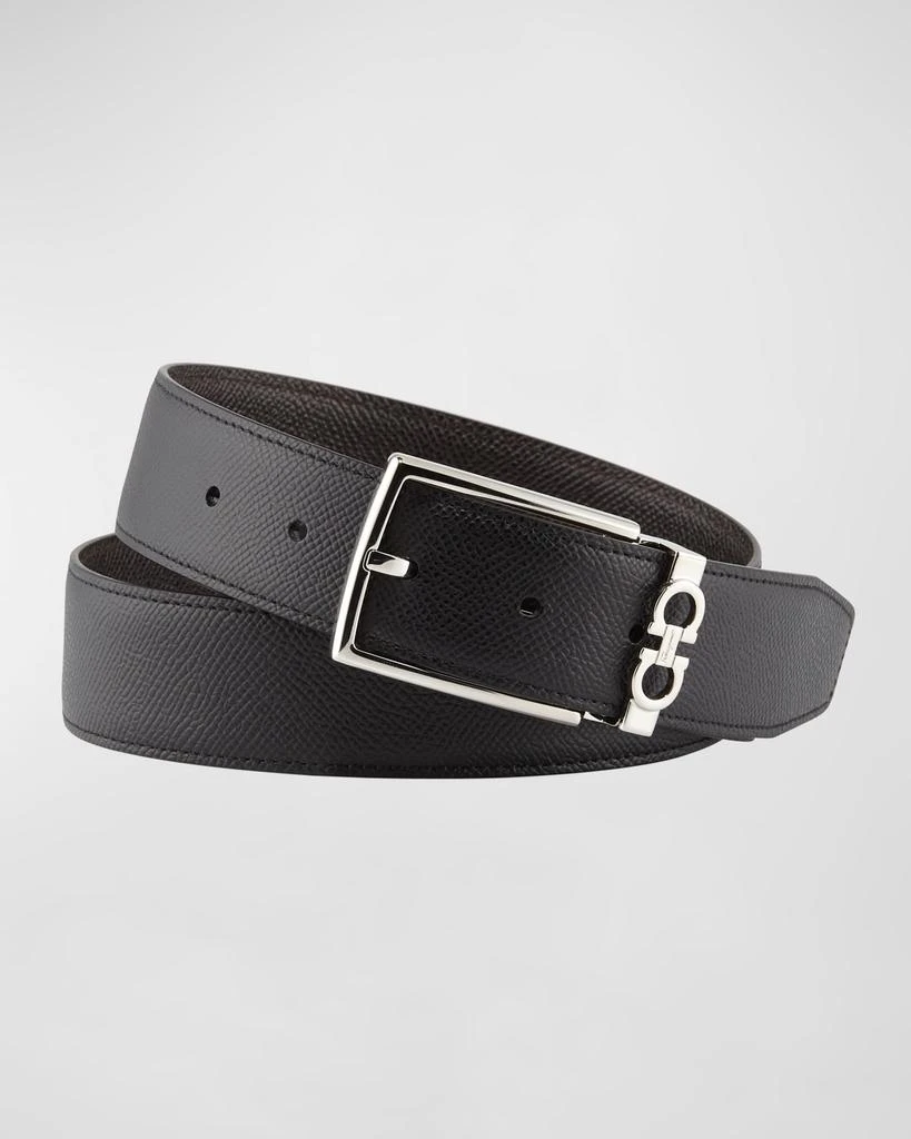 商品Salvatore Ferragamo|Men's Reversible Textured Leather Belt with Classic Buckle,价格¥3492,第1张图片