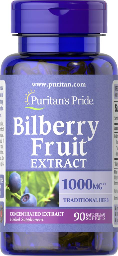 Puritan's Pride | Bilberry 4:1 Extract 1000 mg 90 Softgels 150.75元 商品图片